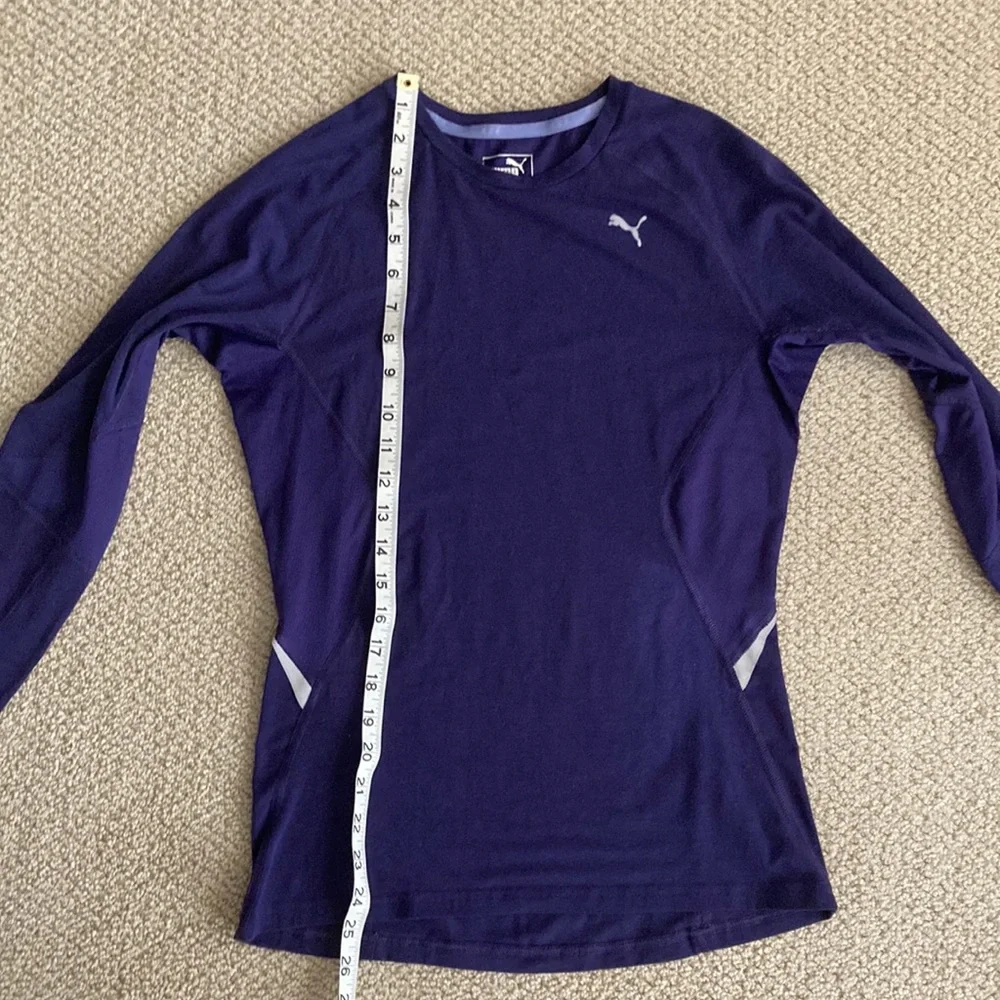 PUMA Cool Cell Athletic Reflective Long Sleeve Shirt Crew Purple Small Top Vent